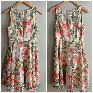 Danny & Nicole Floral Organza A-Line Dress Sleeveless Wedding Guest Size 6